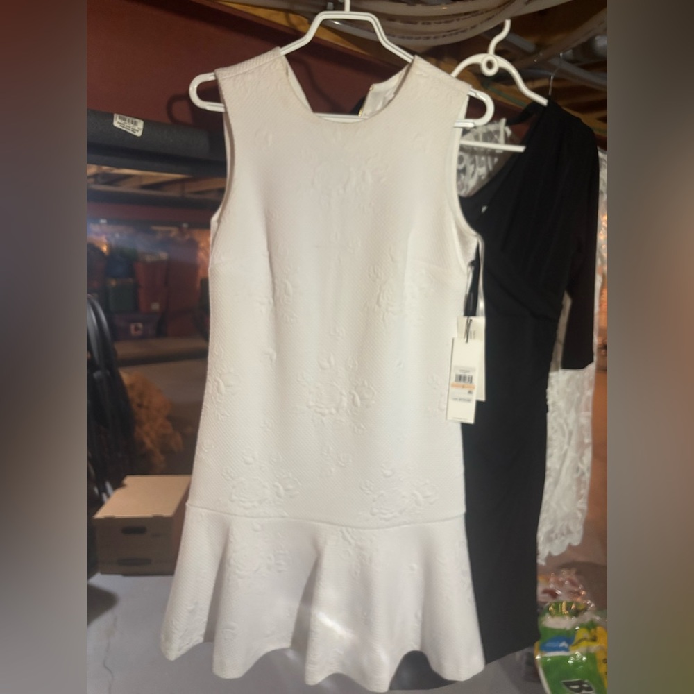 Calvin Klein White Sleeveless Embroidered Fit-and-Flare Mini Dress